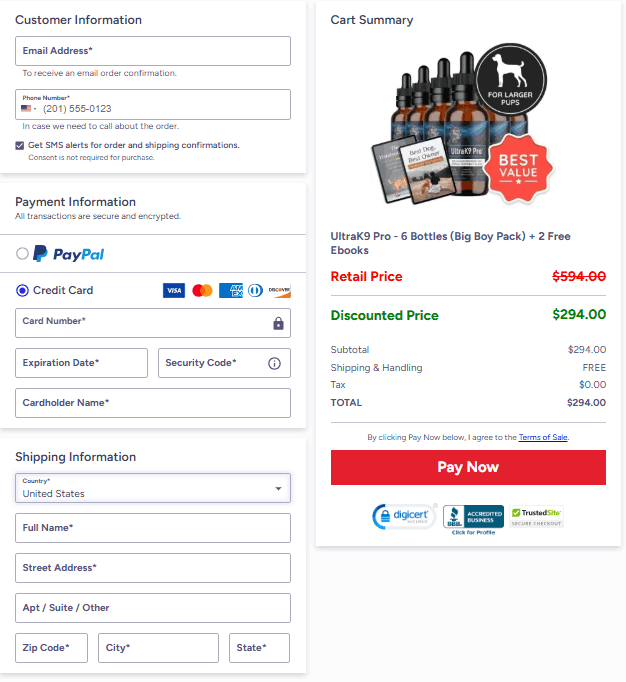 UltraK9 Pro-order-page